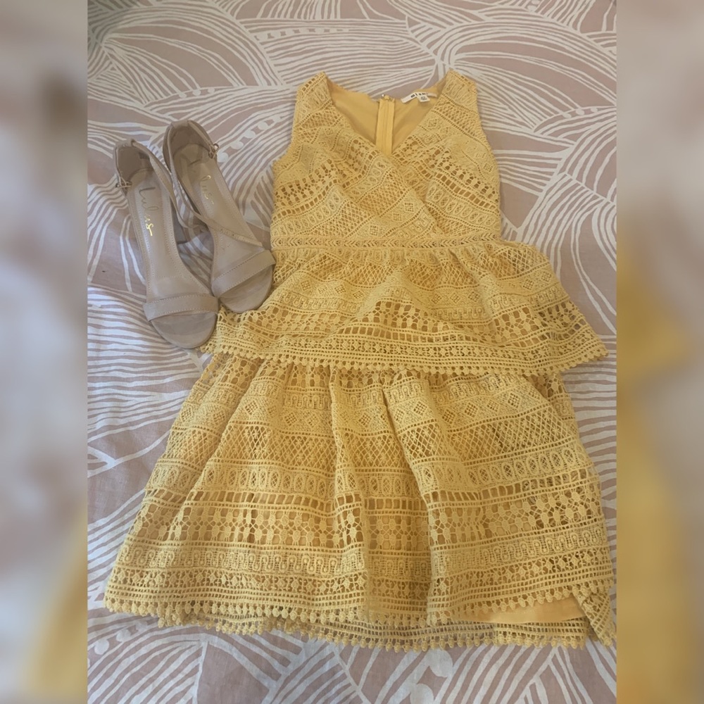 Yellow Lace Mini Dress